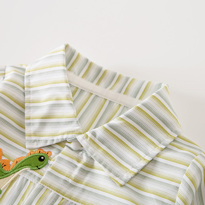Infant Boys Green & White Striped Rompers