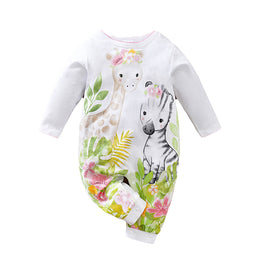 Infants White Graphic Printed Pure Cotton Rompers