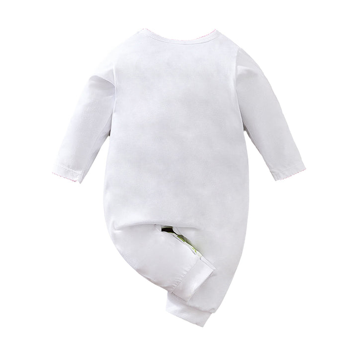 Infants White Graphic Printed Pure Cotton Rompers