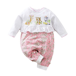 Infant Girls White Graphic Printed Pure Cotton Rompers