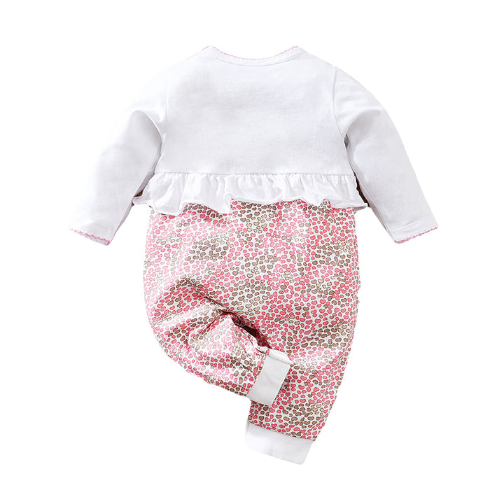 Infant Girls White Graphic Printed Pure Cotton Rompers