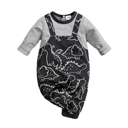 Infant Boys Black Printed Romper
