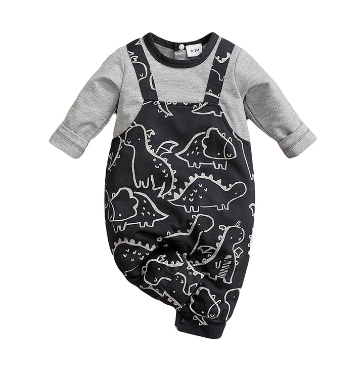 Infant Boys Black Printed Romper