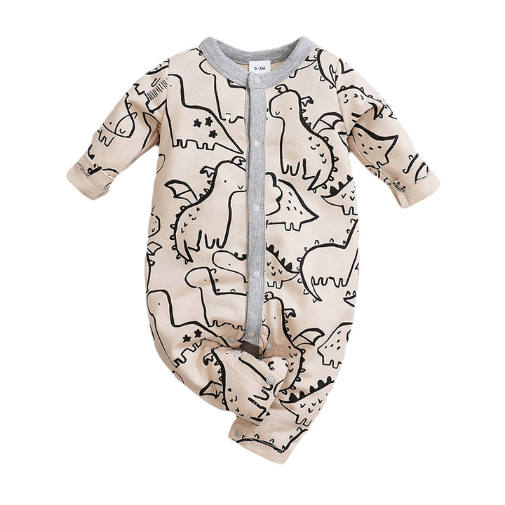 Infant Boys Beige Graphic Printed Pure Cotton Rompers
