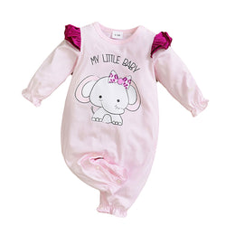 Pink Infants Girls Graphic Printed Pure Cotton Rompers