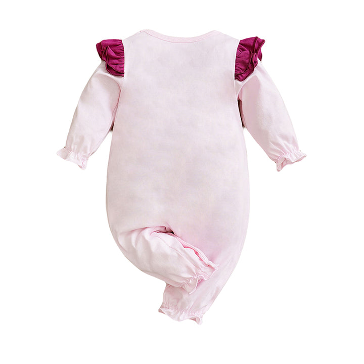 Pink Infants Girls Graphic Printed Pure Cotton Rompers