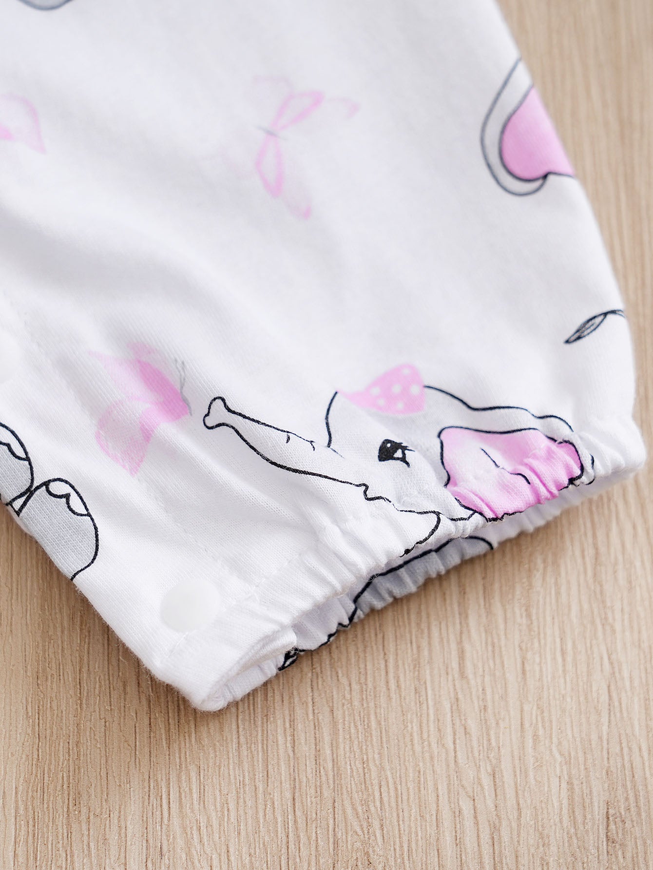 Infant Girls Pink Printed Peter Pan Collar Ruffled Cotton Rompers