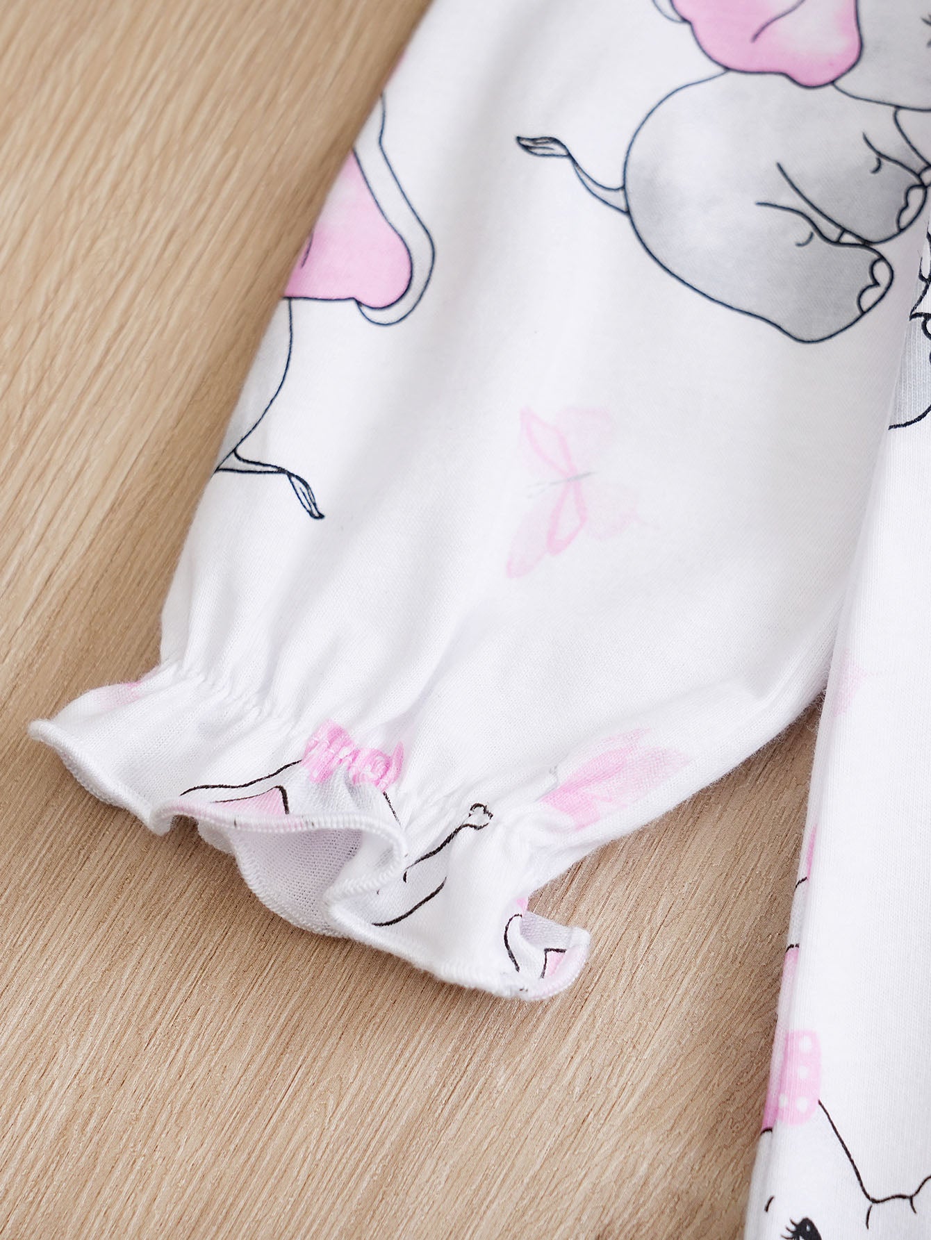 Infant Girls Pink Printed Peter Pan Collar Ruffled Cotton Rompers