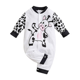 White & Black Infants Printed Cotton Rompers