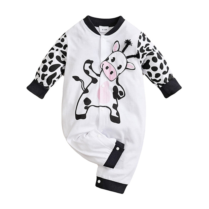 White & Black Infants Printed Cotton Rompers