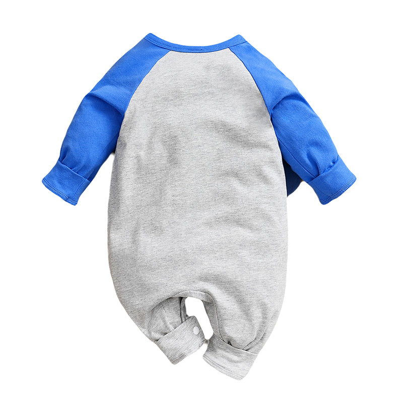 Blue Infants Boys Printed Pure Cotton Rompers
