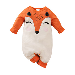 Infants Orange-Coloured Conversational Printed Pure Cotton Rompers