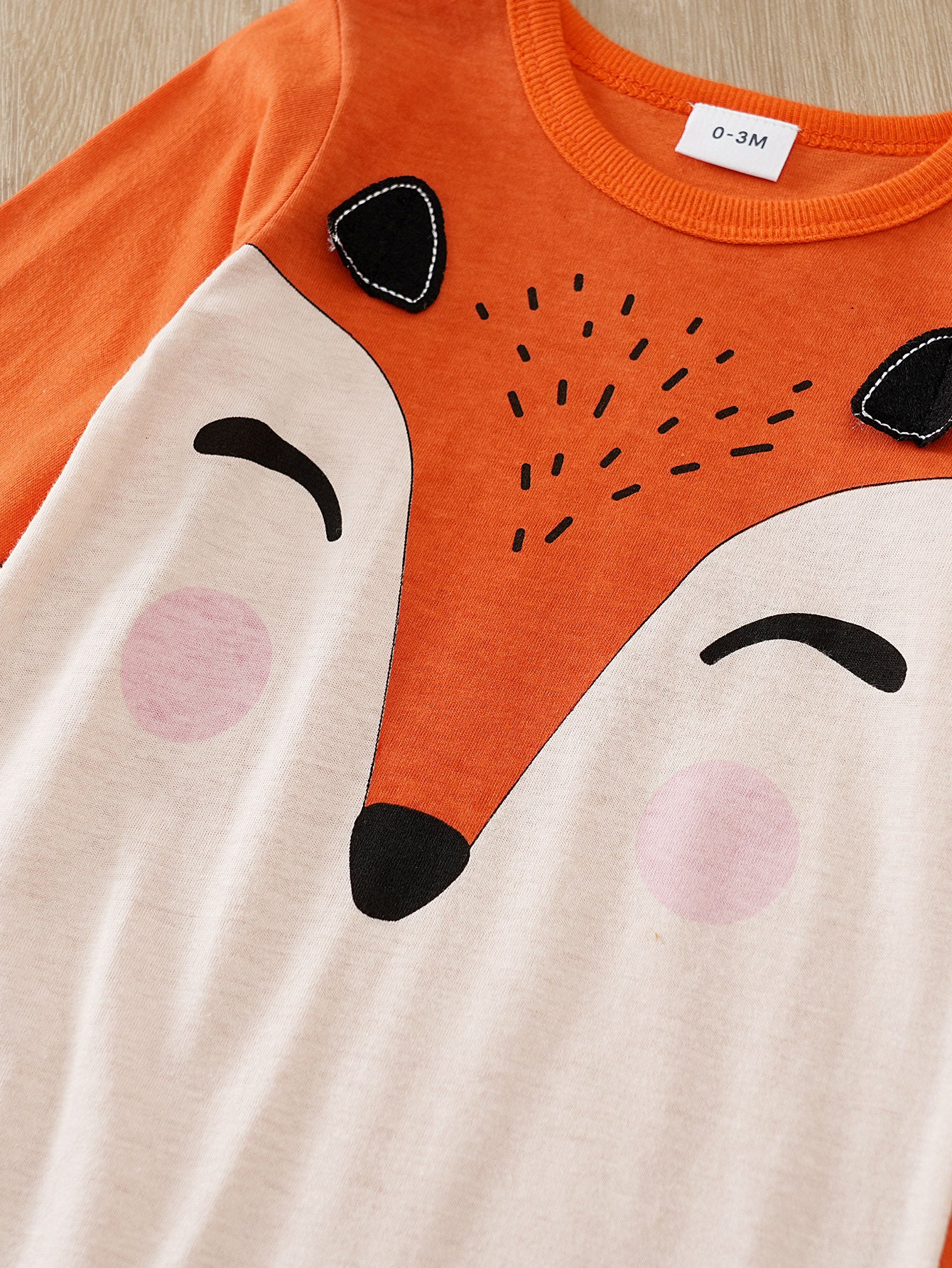 Infants Orange-Coloured Conversational Printed Pure Cotton Rompers