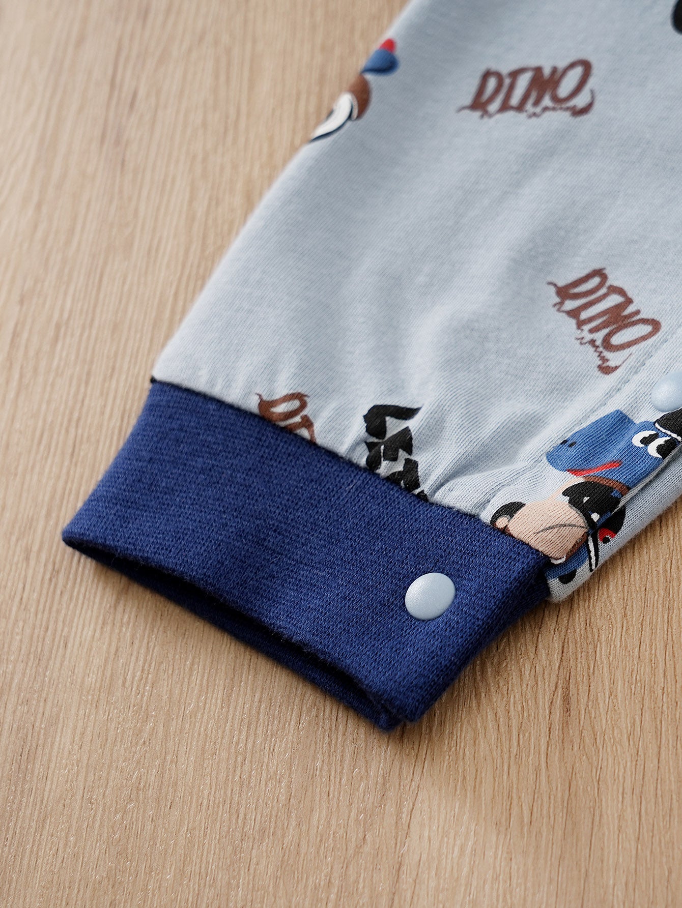 Infant Boys Blue & Black Printed Cotton Rompers