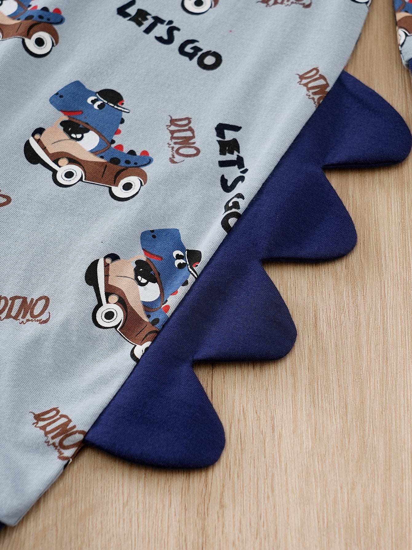 Infant Boys Blue & Black Printed Cotton Rompers