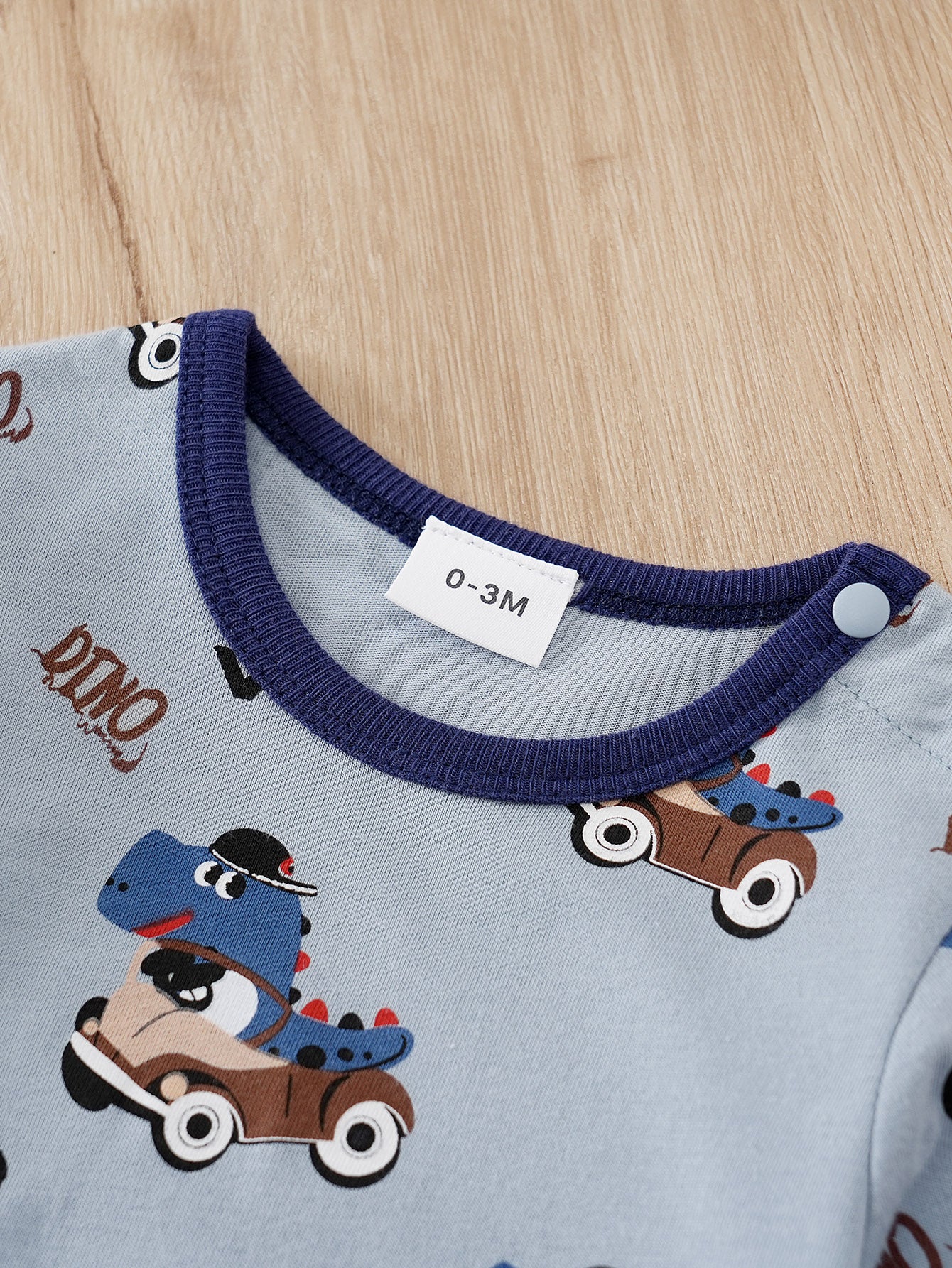 Infant Boys Blue & Black Printed Cotton Rompers