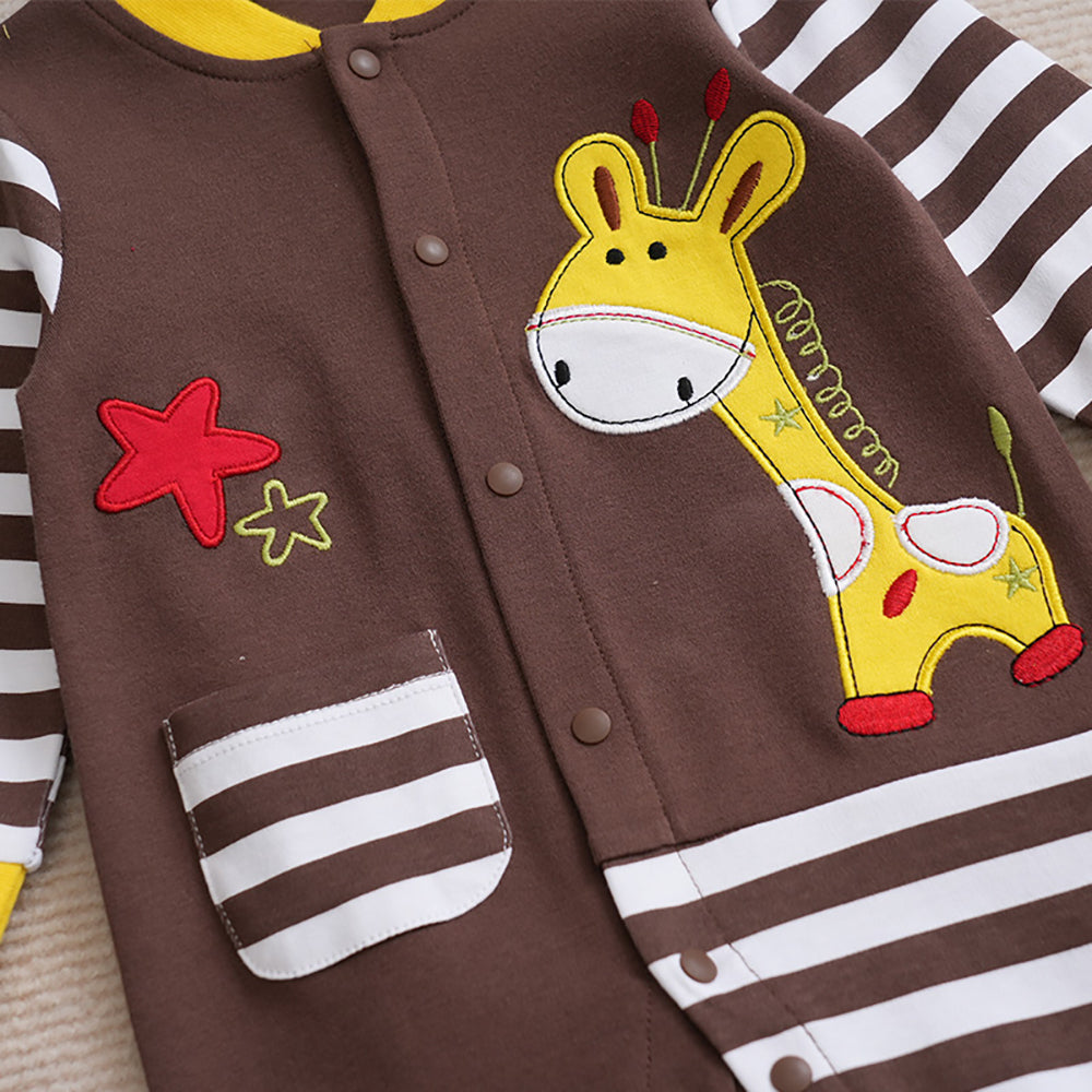 Boys Striped Printed Cotton Rompers