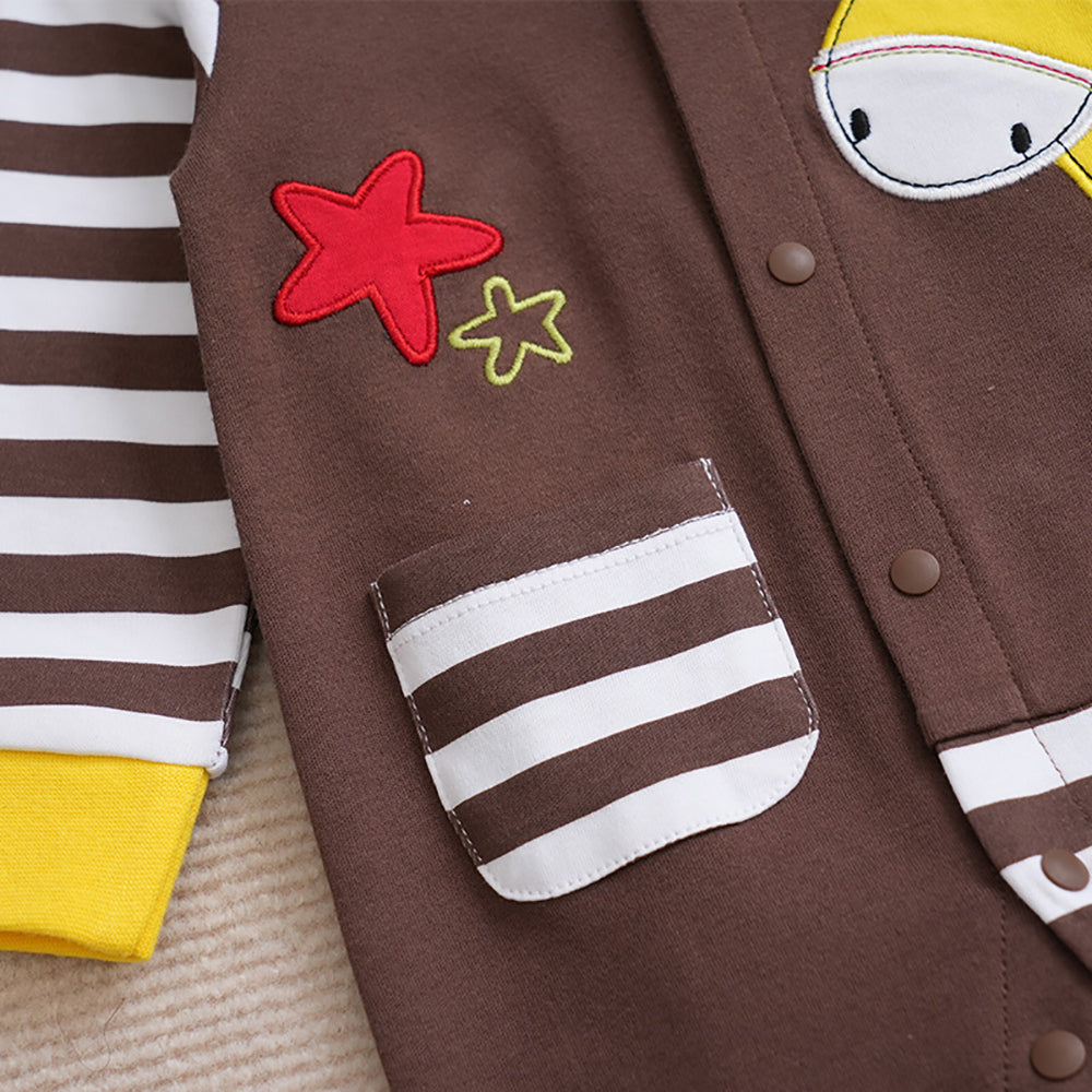 Boys Striped Printed Cotton Rompers
