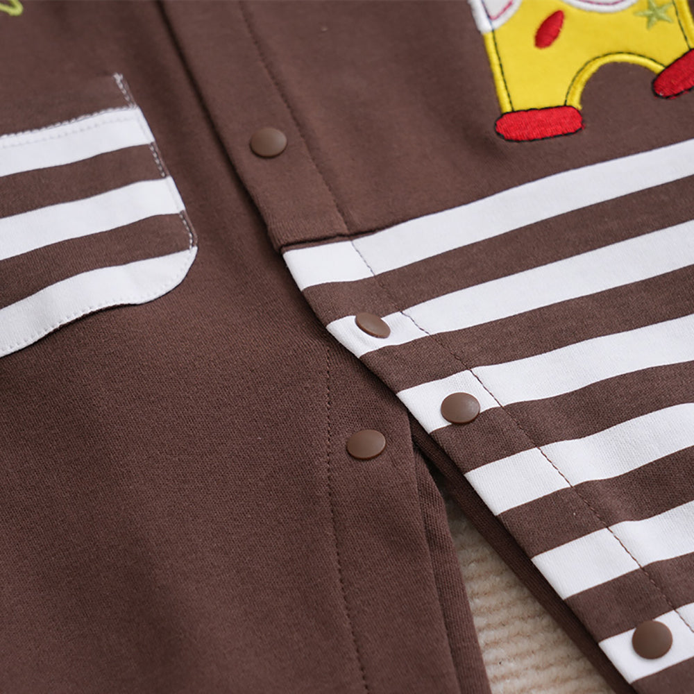 Boys Striped Printed Cotton Rompers