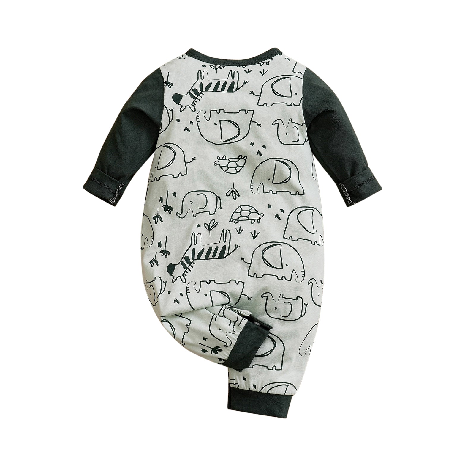Green Infant Boys Printed Cotton Rompers