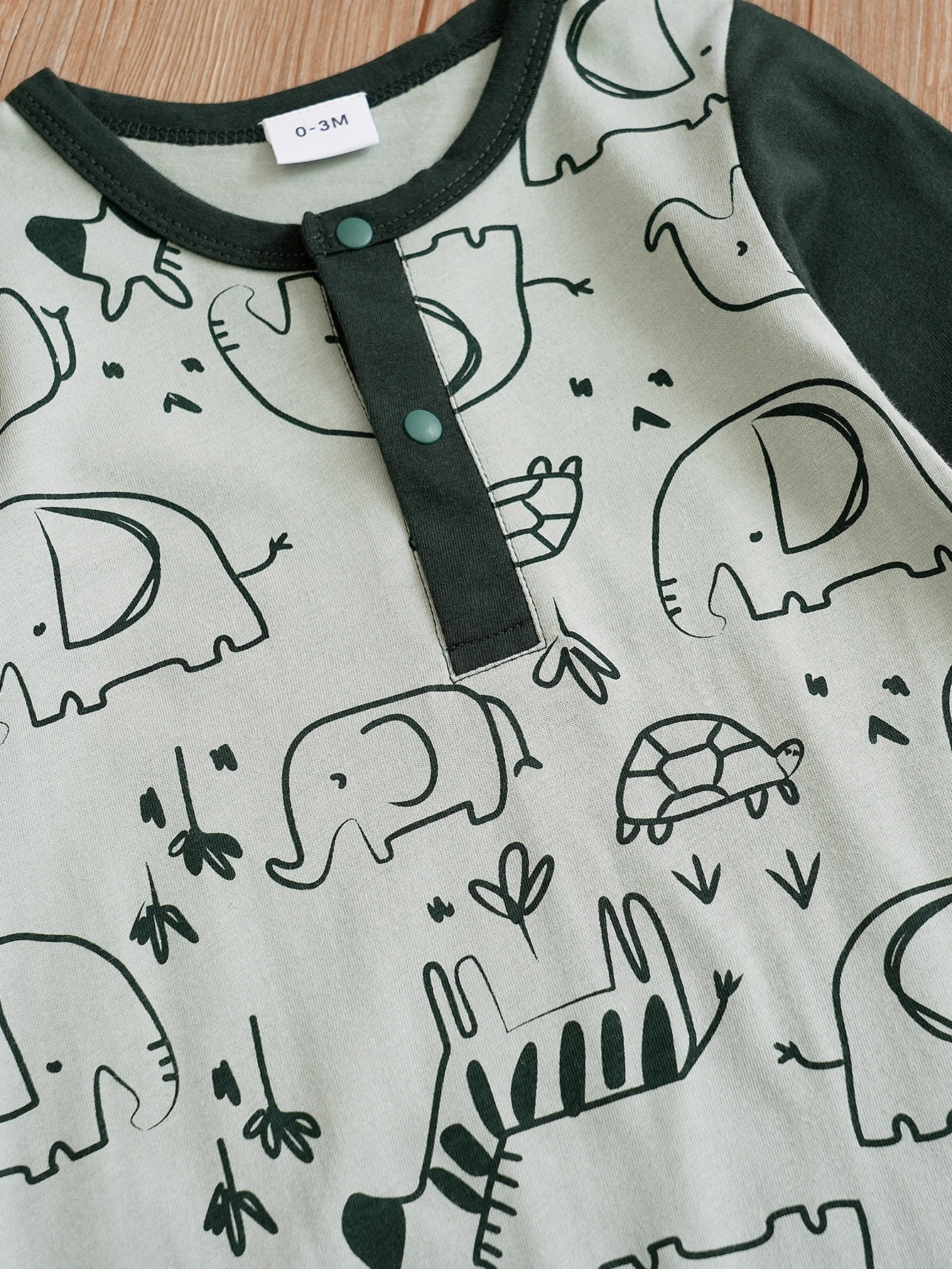 Green Infant Boys Printed Cotton Rompers