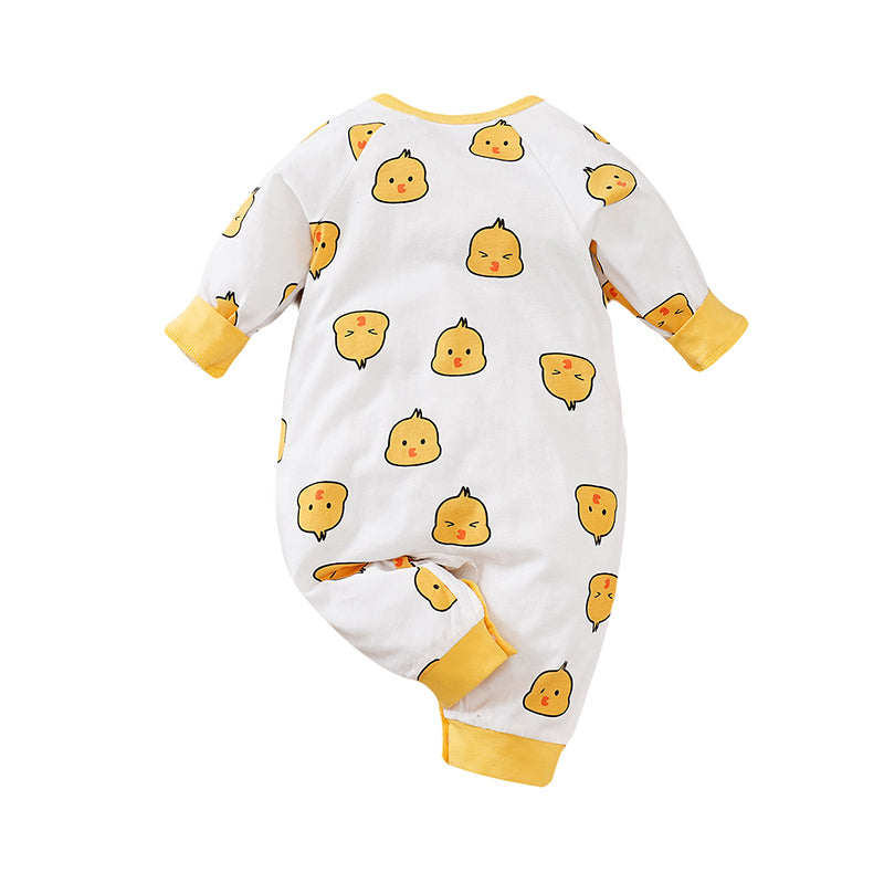 Infants White Graphic Printed Pure Cotton Rompers
