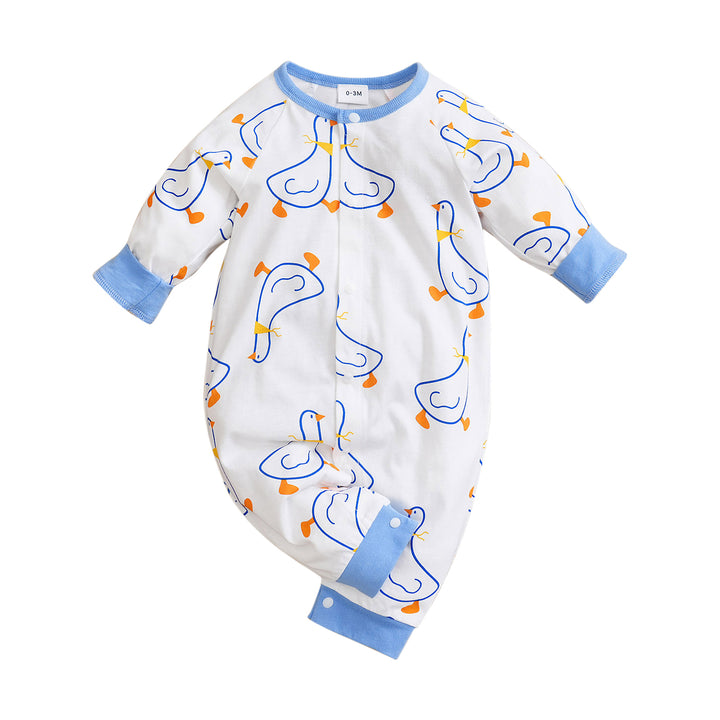 White Infants Printed Cotton Rompers
