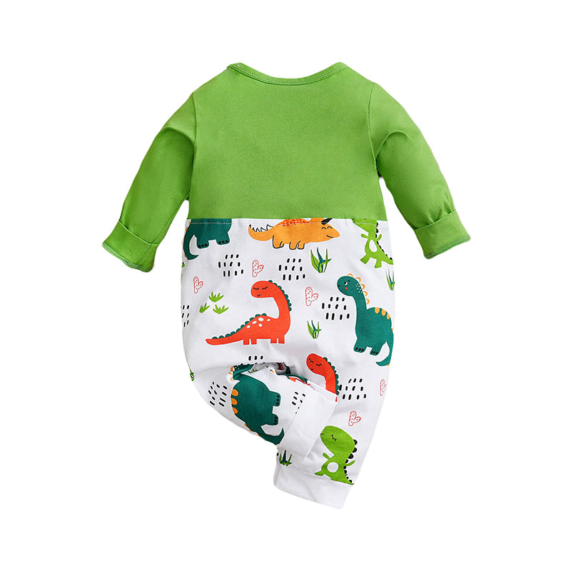 Infants Green Conversational Printed Pure Cotton Rompers