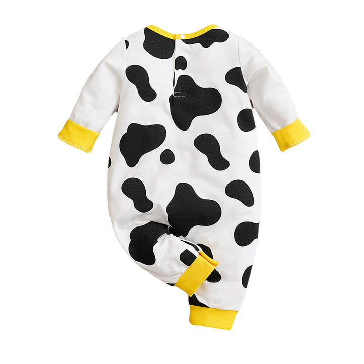 Infants Kids White & Black Printed Cotton Rompers