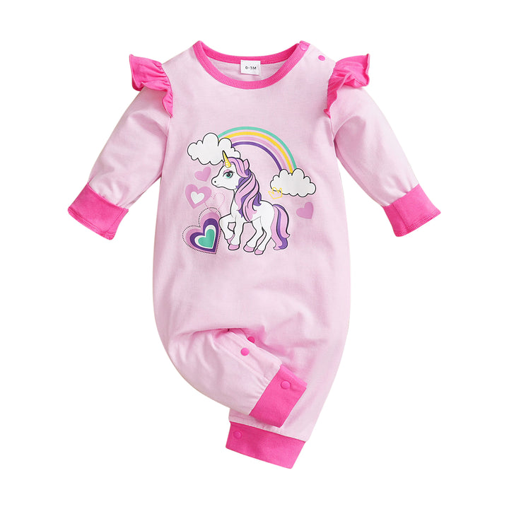 Pink Infants Printed Cotton Rompers