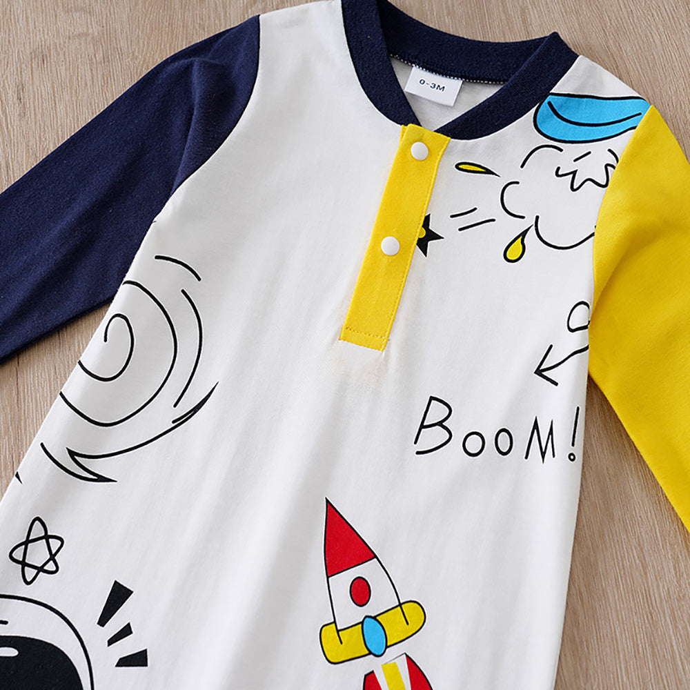 Boys Printed Cotton Rompers