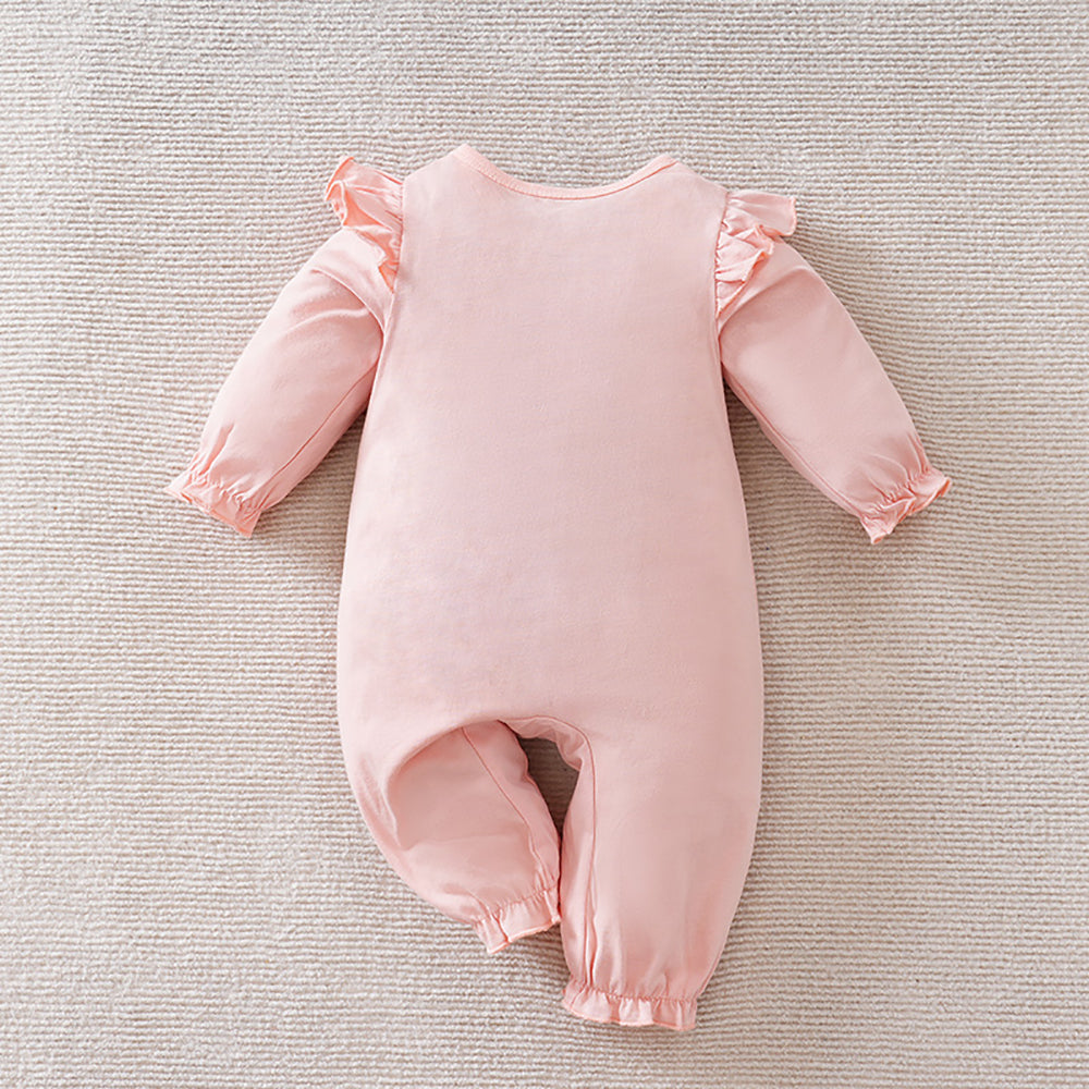 Girls Solid Round Neck Cotton Rompers