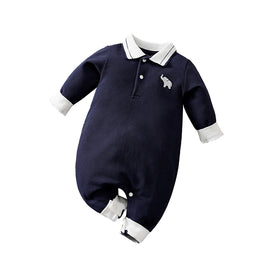 Infant Boys Embroidered Cotton Romper