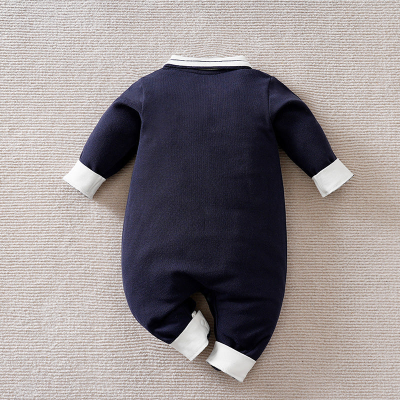 Infant Boys Embroidered Cotton Romper