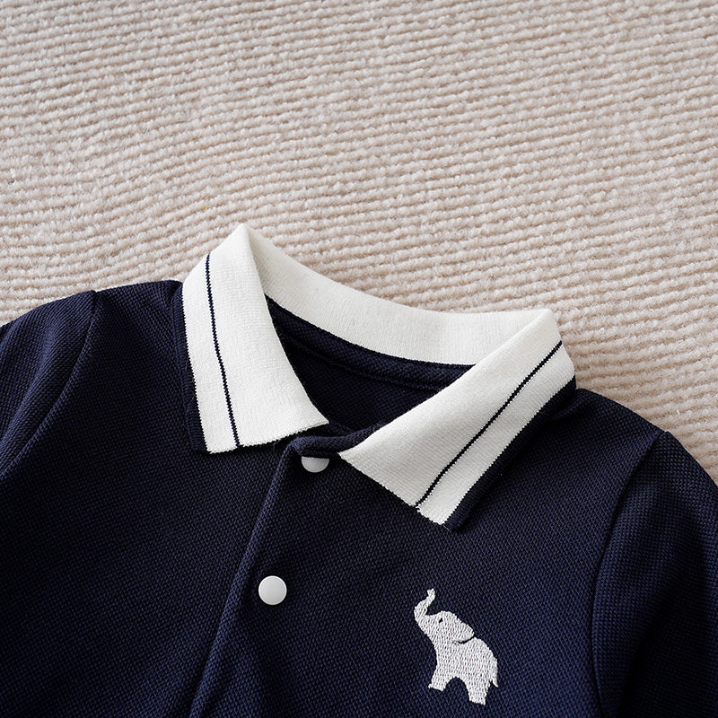 Infant Boys Embroidered Cotton Romper