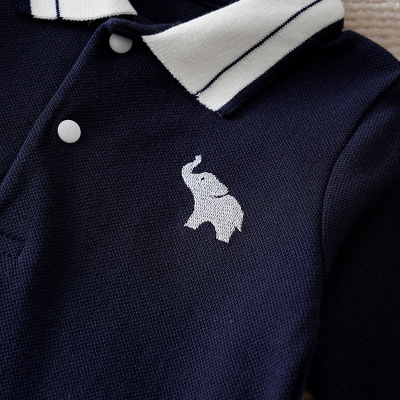 Infant Boys Embroidered Cotton Romper
