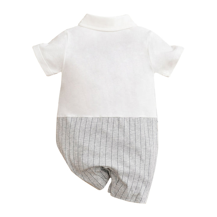 Grey Infant Boys Striped Cotton Rompers
