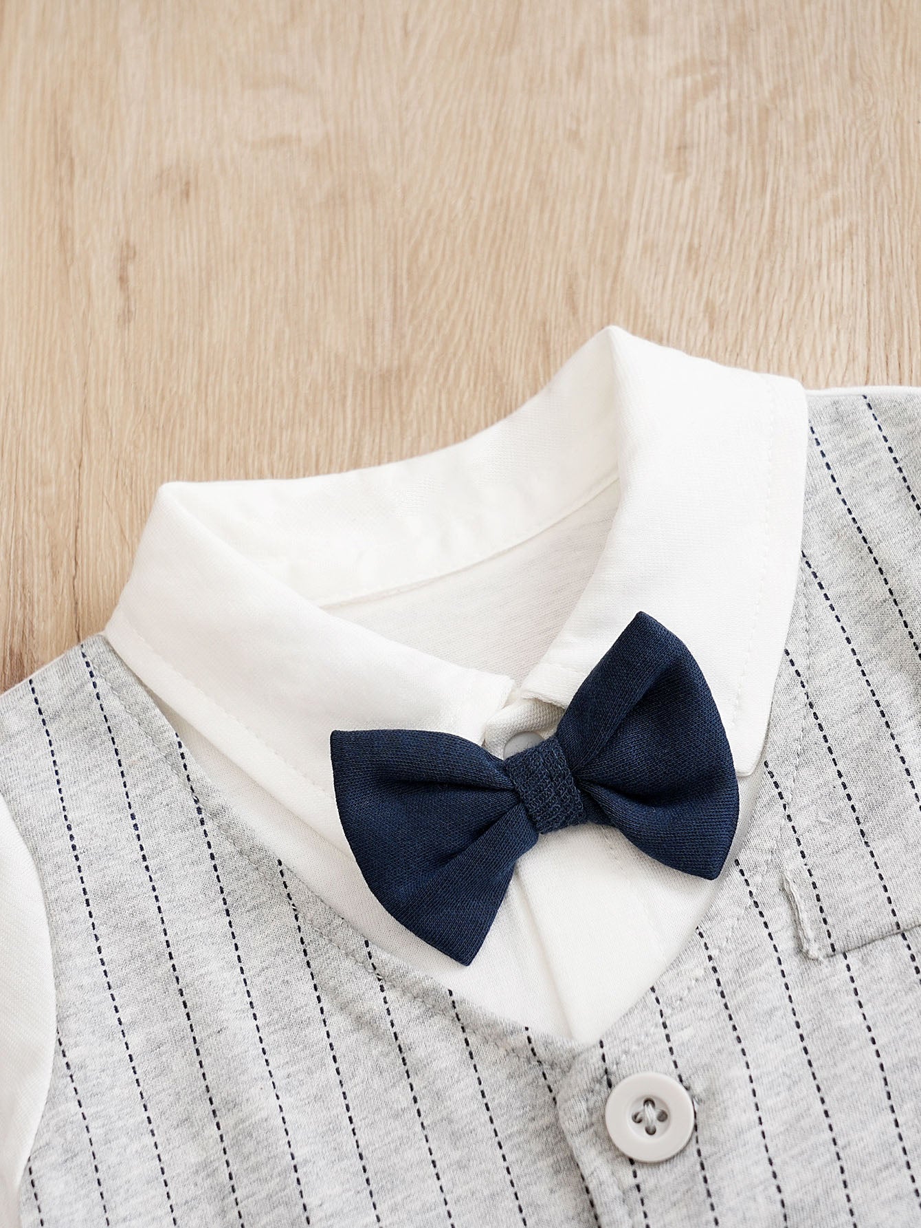 Grey Infant Boys Striped Cotton Rompers