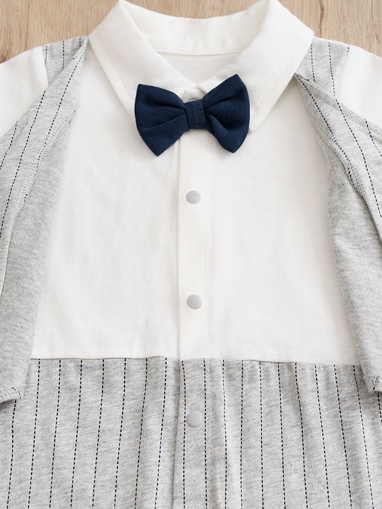 Grey Infant Boys Striped Cotton Rompers