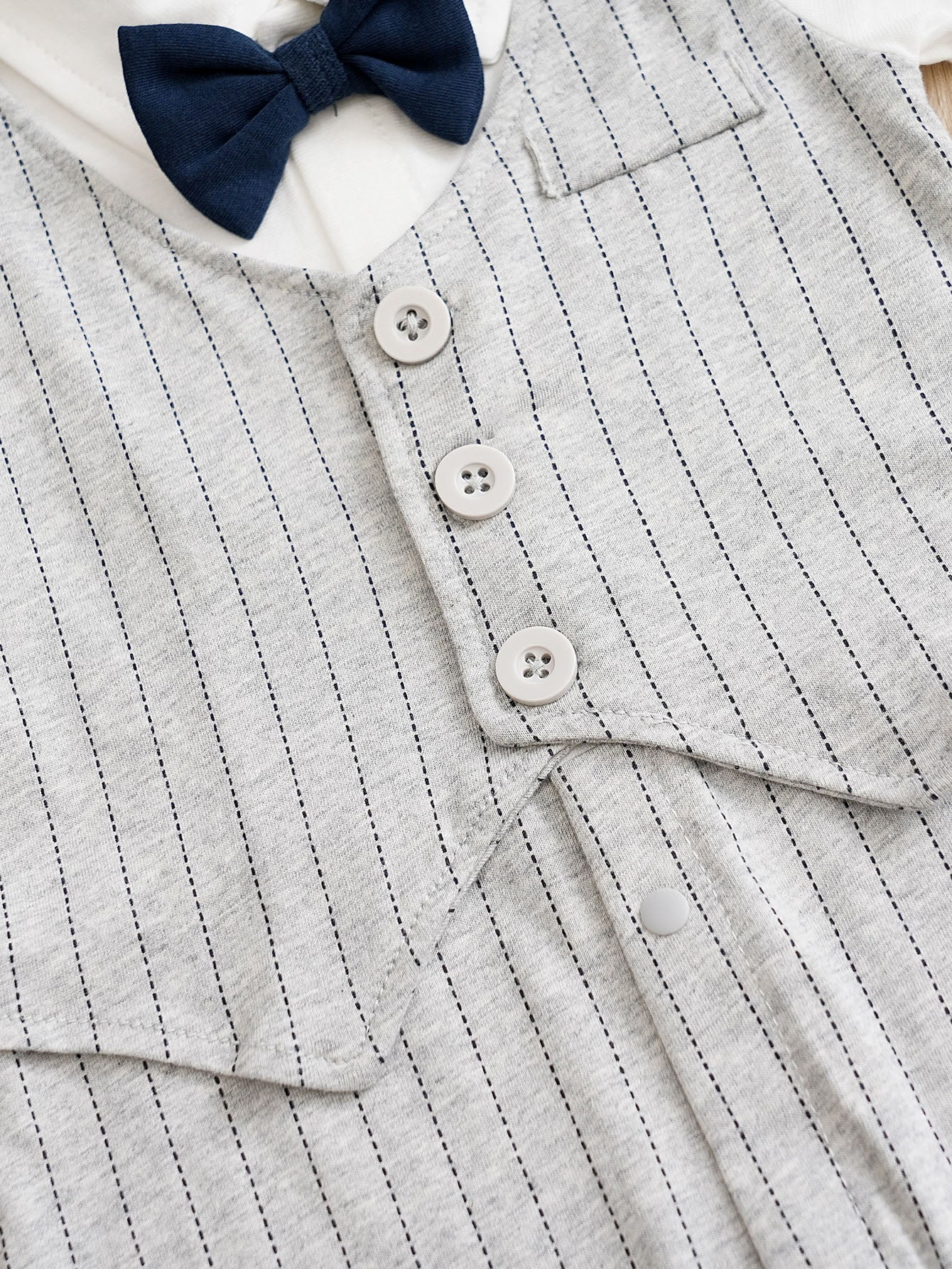 Grey Infant Boys Striped Cotton Rompers