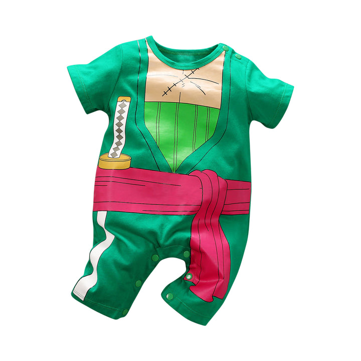 Green Infant Boys Printed Cotton Rompers