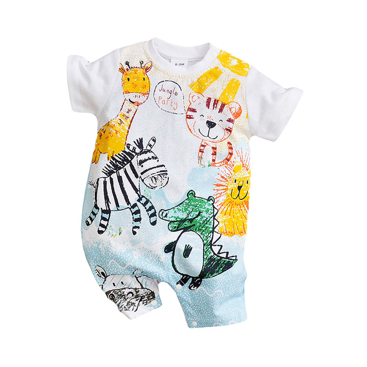 Infants White Printed Pure Cotton Romper