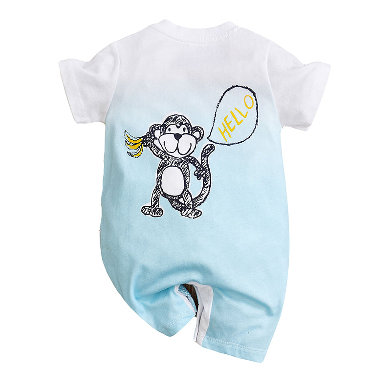 Infants White Printed Pure Cotton Romper
