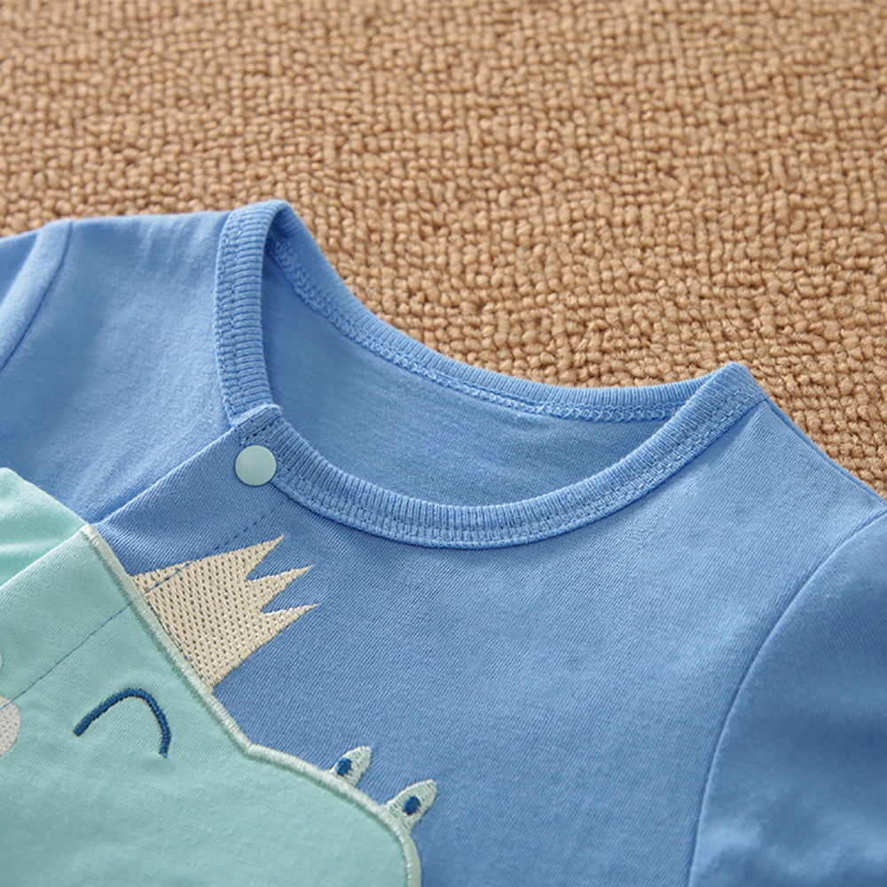 Infant Boys Printed Round Neck Rompers