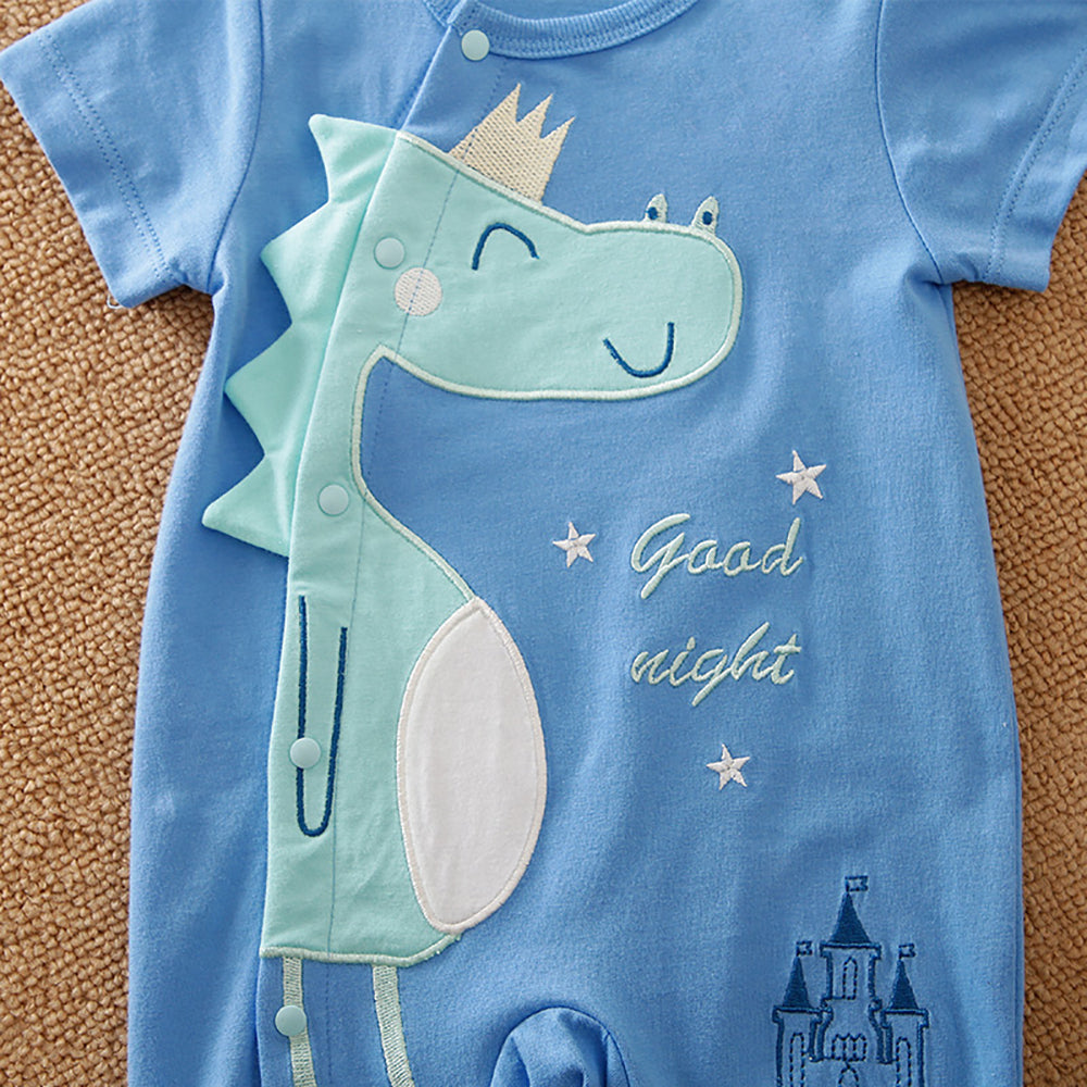 Infant Boys Printed Round Neck Rompers