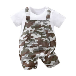 Infant Boys Camouflage Printed Cotton Rompers