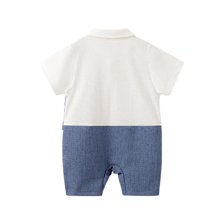 Infant Boys Blue Cotton Rompers