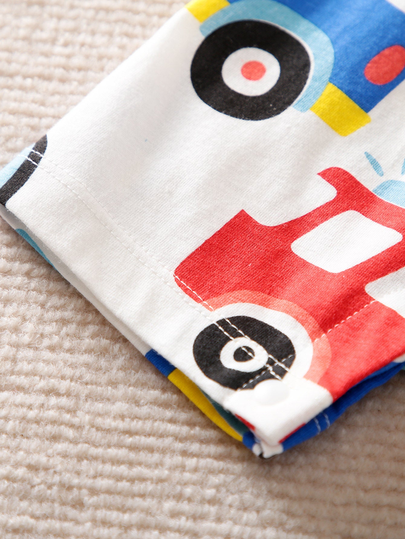 Infant Boys White & Blue Printed Cotton Rompers