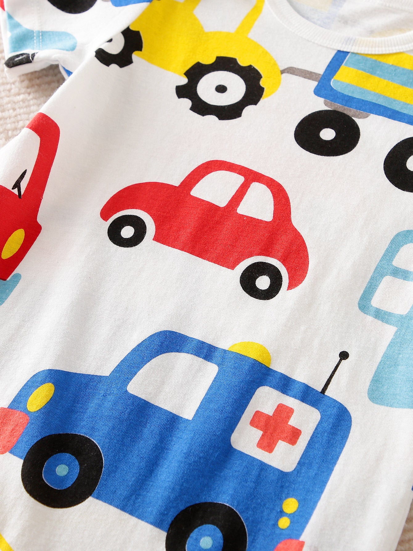 Infant Boys White & Blue Printed Cotton Rompers