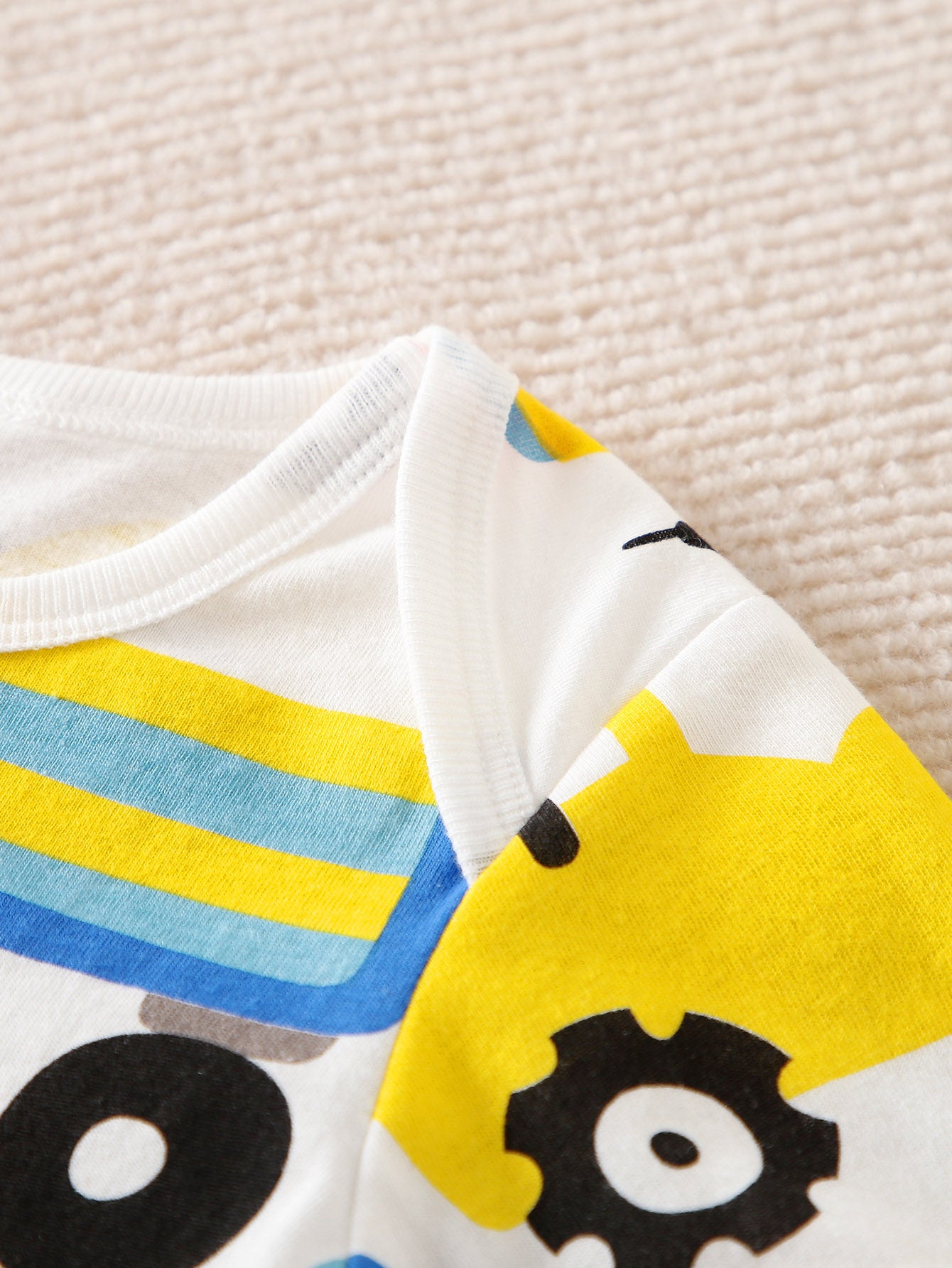 Infant Boys White & Blue Printed Cotton Rompers